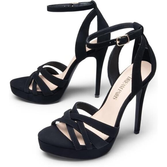 Women's Platform Stiletto Heels Open Toe Ankle Strappy High Heels Sandals Shoes - Picture 4 of 7